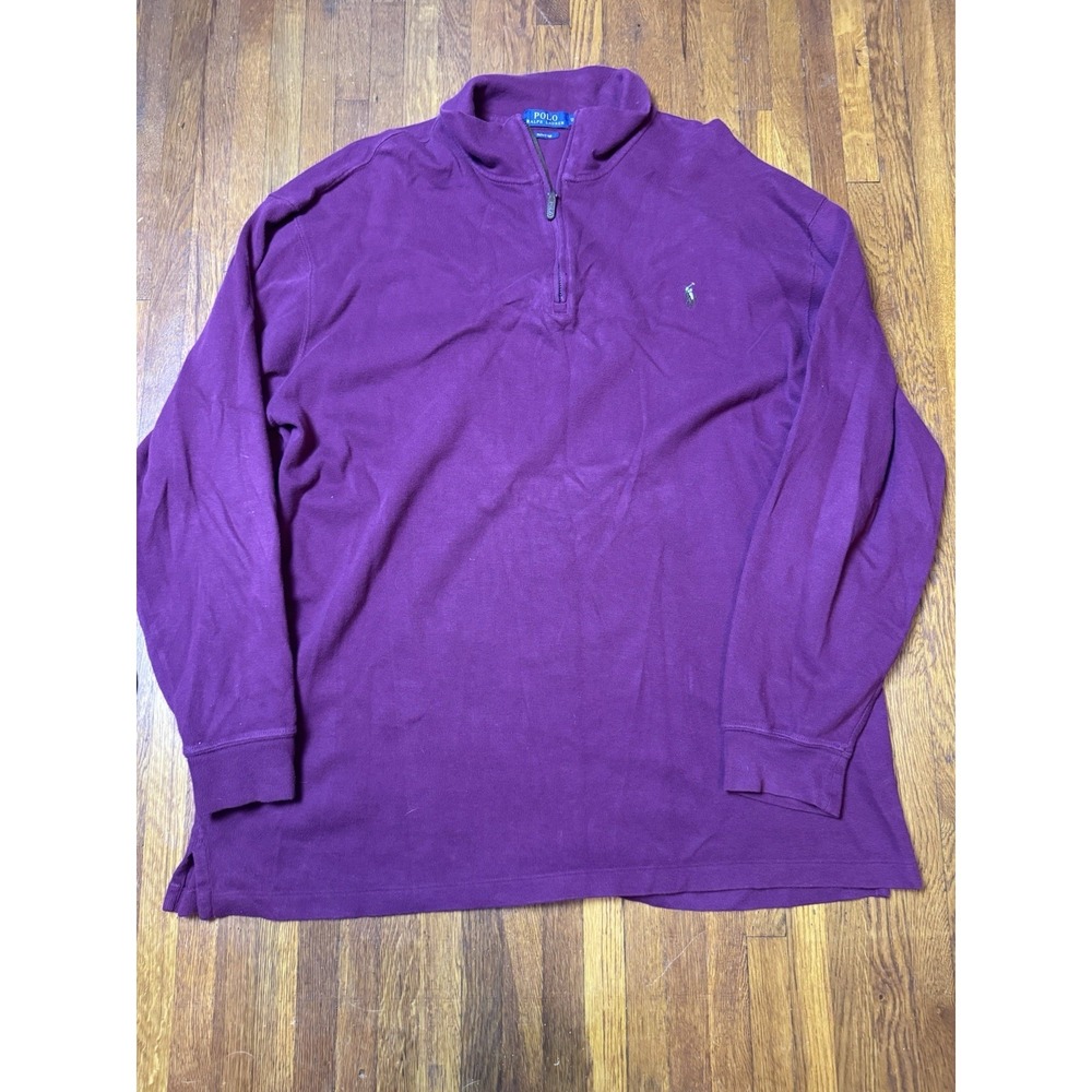 Polo Ralph Lauren Estate Rib Quarter Zip Men's 2XLT‎ Maroon Sweater Flesh Pony